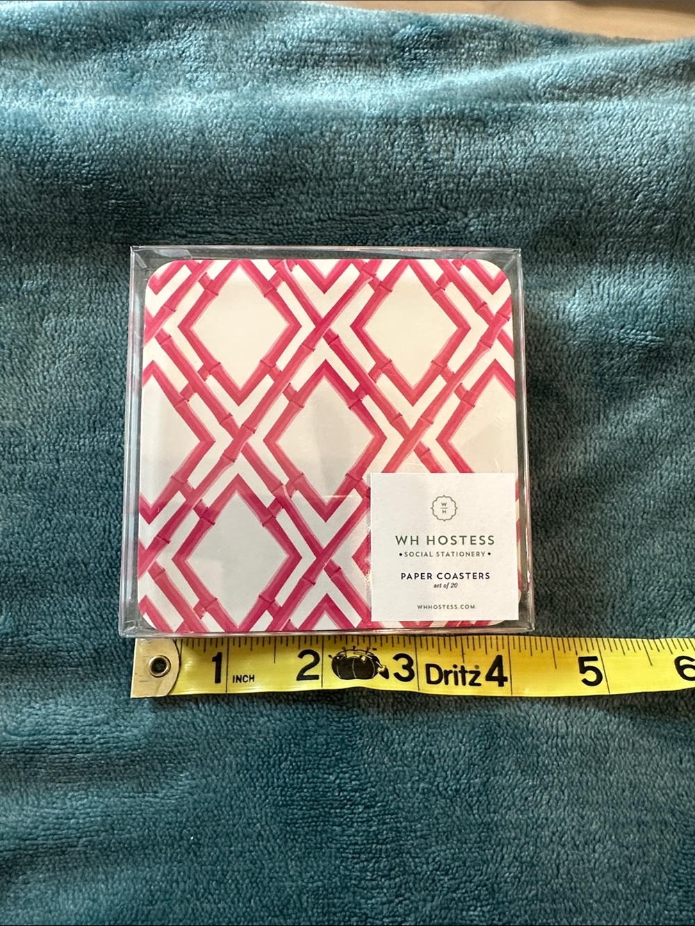WH Hostess Pink Geometric Paper Coasters set of 20-NWT
